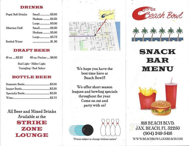 Beach Bowl - Jacksonville Beach, FL menu_pic