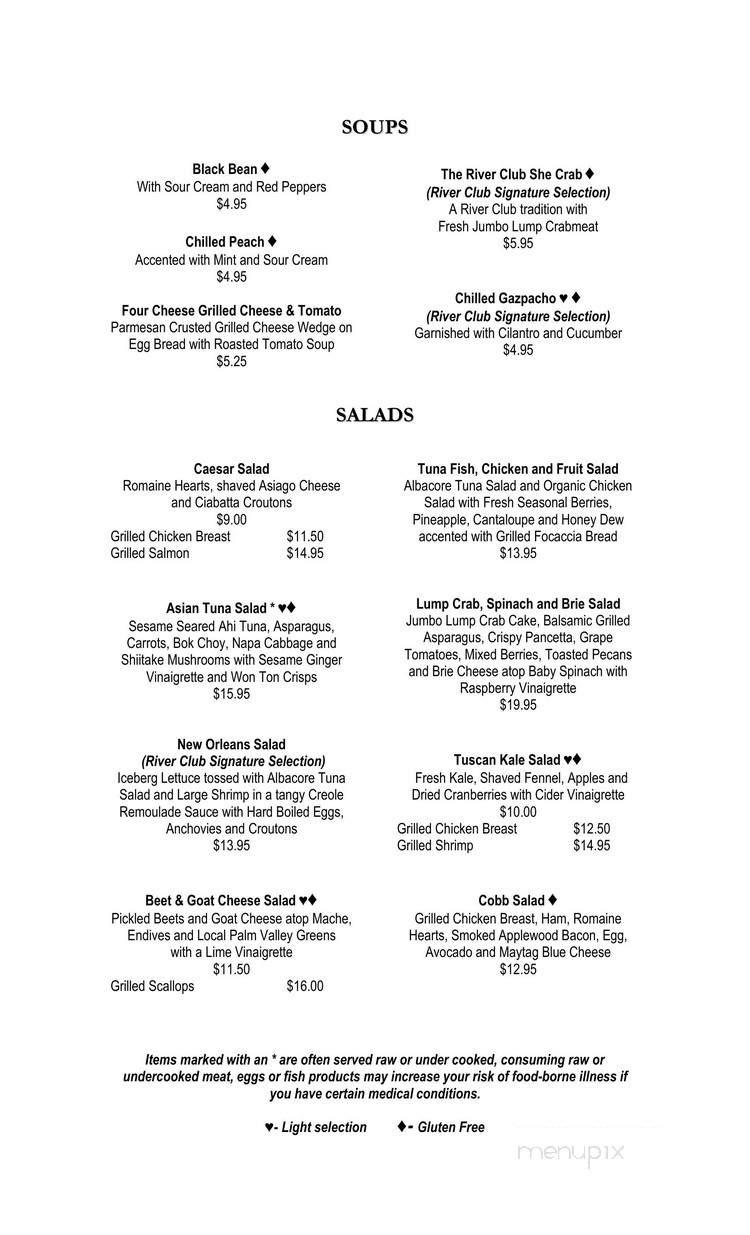 River Club - Jacksonville, FL menu_pic