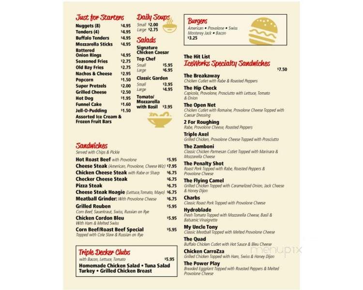 Iceworks Skating Complex - Aston, PA menu_pic
