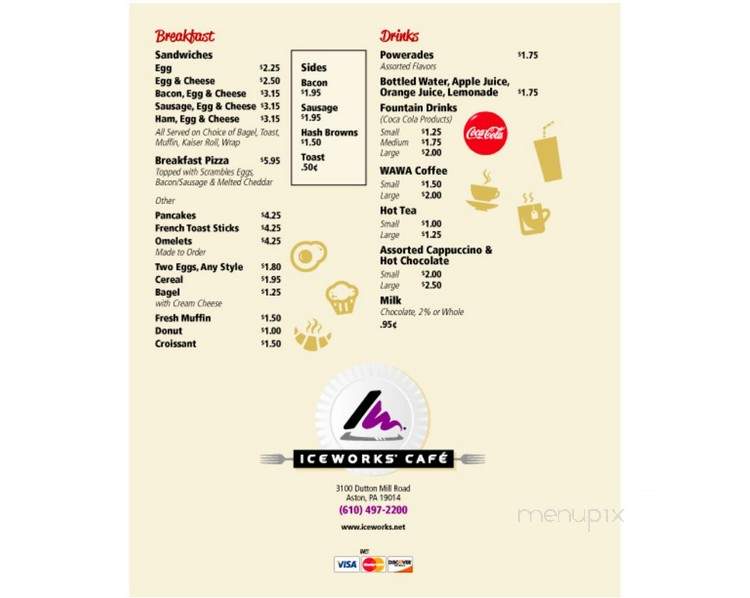 Iceworks Skating Complex - Aston, PA menu_pic
