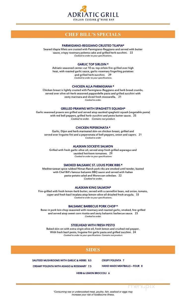 Adriatic Grill - Tacoma, WA menu_pic