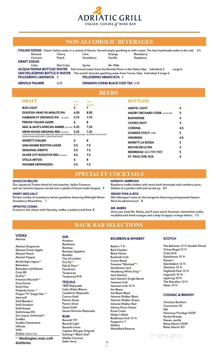 Adriatic Grill - Tacoma, WA menu_pic