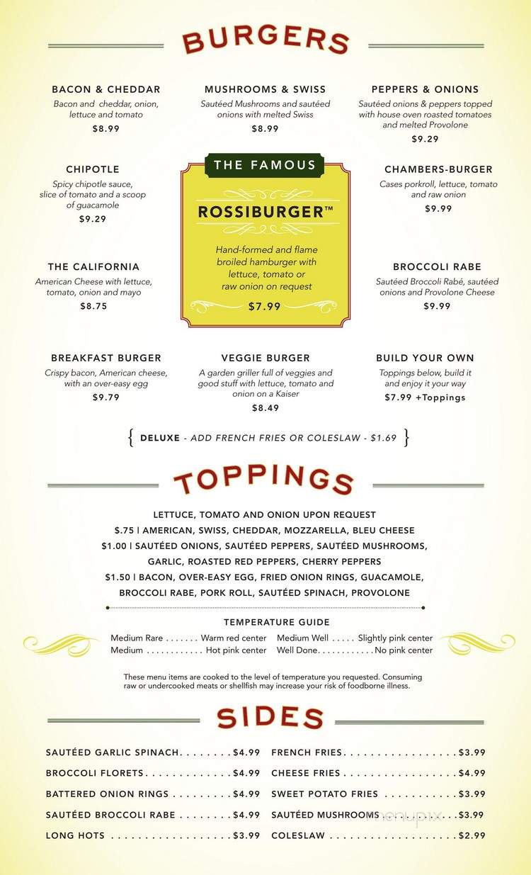 Rossi's Bar and Grill - Hamilton Township, NJ menu_pic