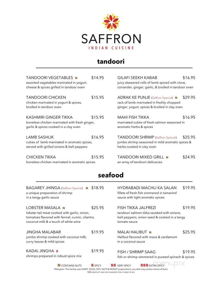 Saffron Indian Cuisine - New York, NY menu_pic