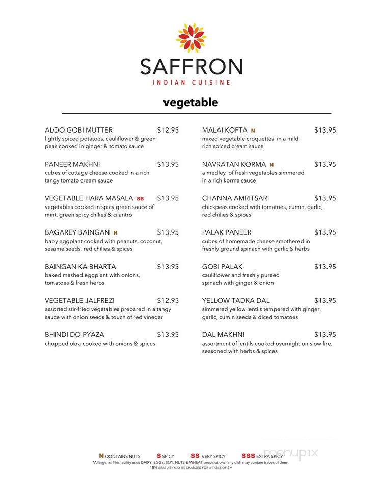 Saffron Indian Cuisine - New York, NY menu_pic