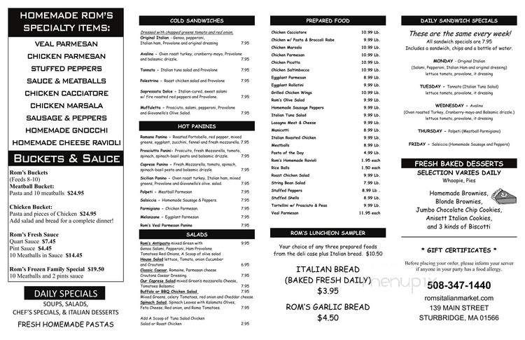 Giovanello's Italian Market - Sturbridge, MA menu_pic