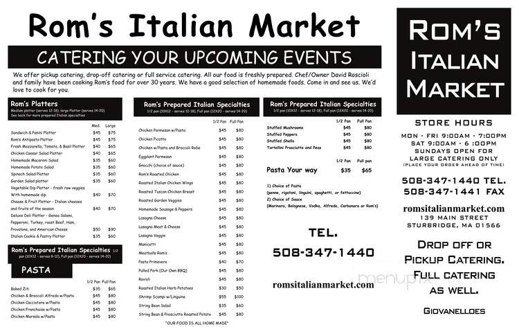 Giovanello's Italian Market - Sturbridge, MA menu_pic
