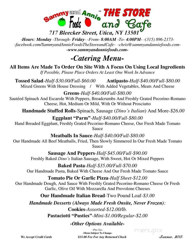 Sammy and Annie Foods the Store and Cafe - Utica, NY menu_pic