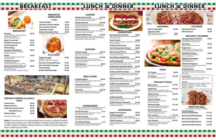 Brelundi's - Waltham, MA menu_pic