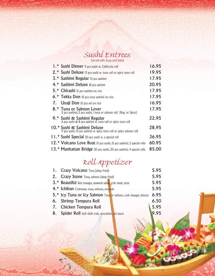 Volcano Japanese Restaurant - Chambersburg, PA menu_pic