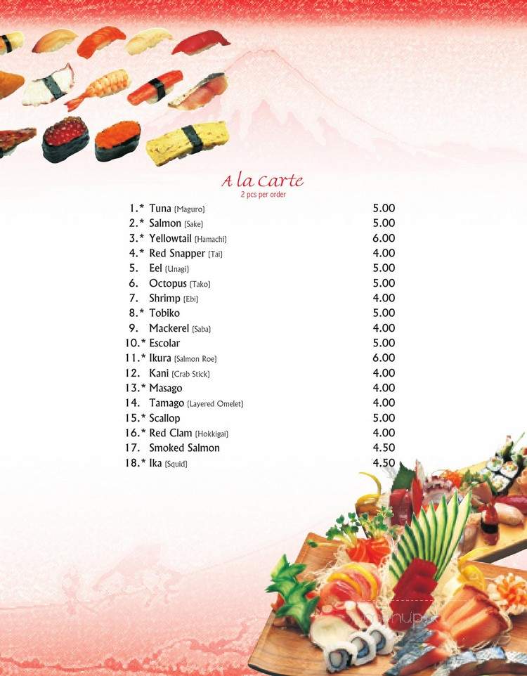 Volcano Japanese Restaurant - Chambersburg, PA menu_pic