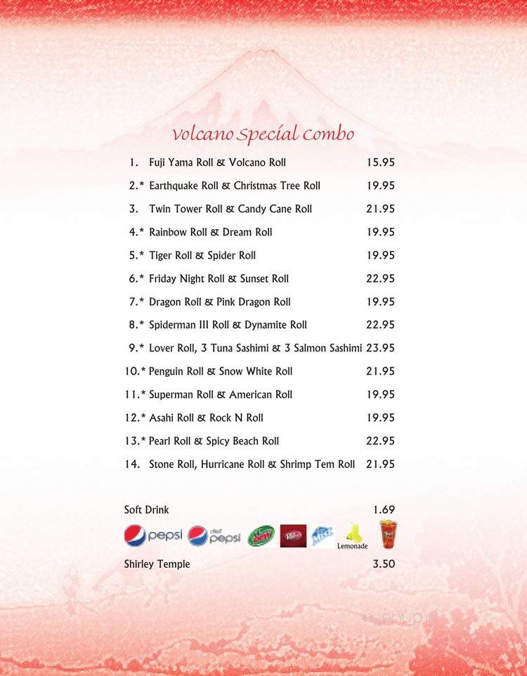 Volcano Japanese Restaurant - Chambersburg, PA menu_pic