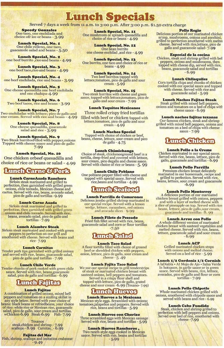 Cabo Grill - Archdale, NC menu_pic