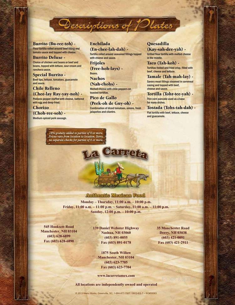 La Carreta Restaurante Mexicano - Manchester, NH