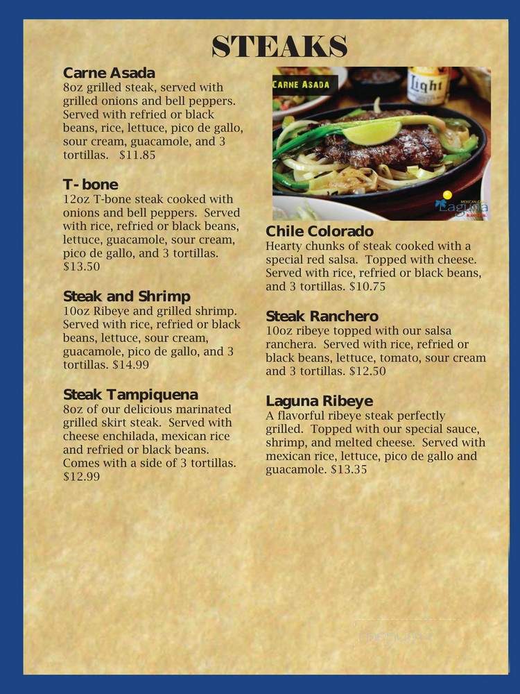 Laguna Mexican Grill - Cumming, GA menu_pic