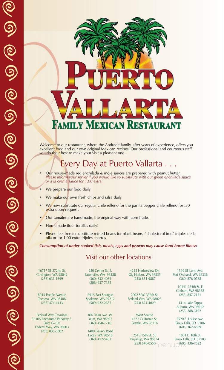 Puerto Vallarta Restaurant - Federal Way, WA menu_pic