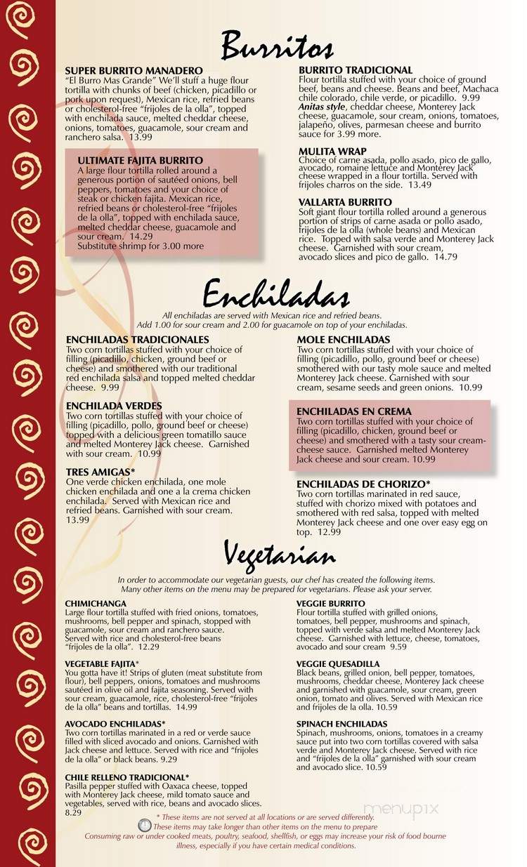 Puerto Vallarta Restaurant - Federal Way, WA menu_pic