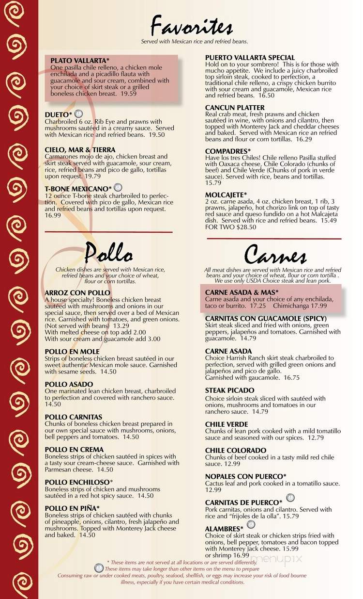 Puerto Vallarta Restaurant - Federal Way, WA menu_pic