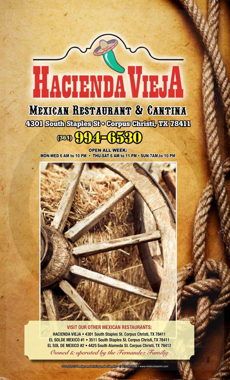 Hacienda Vieja Mexican Restaurant - Corpus Christi, TX menu_pic