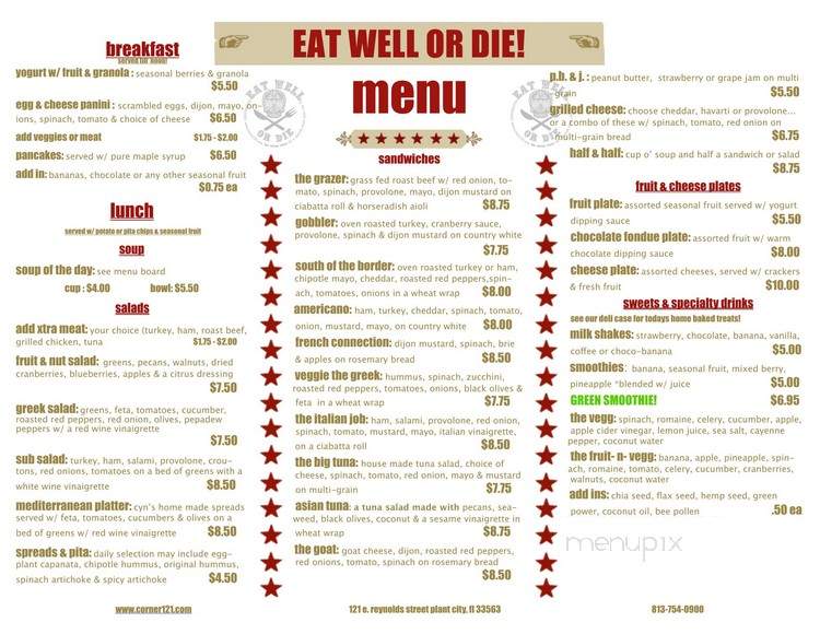 Menu of The Corner Store in Plant City, FL 33563