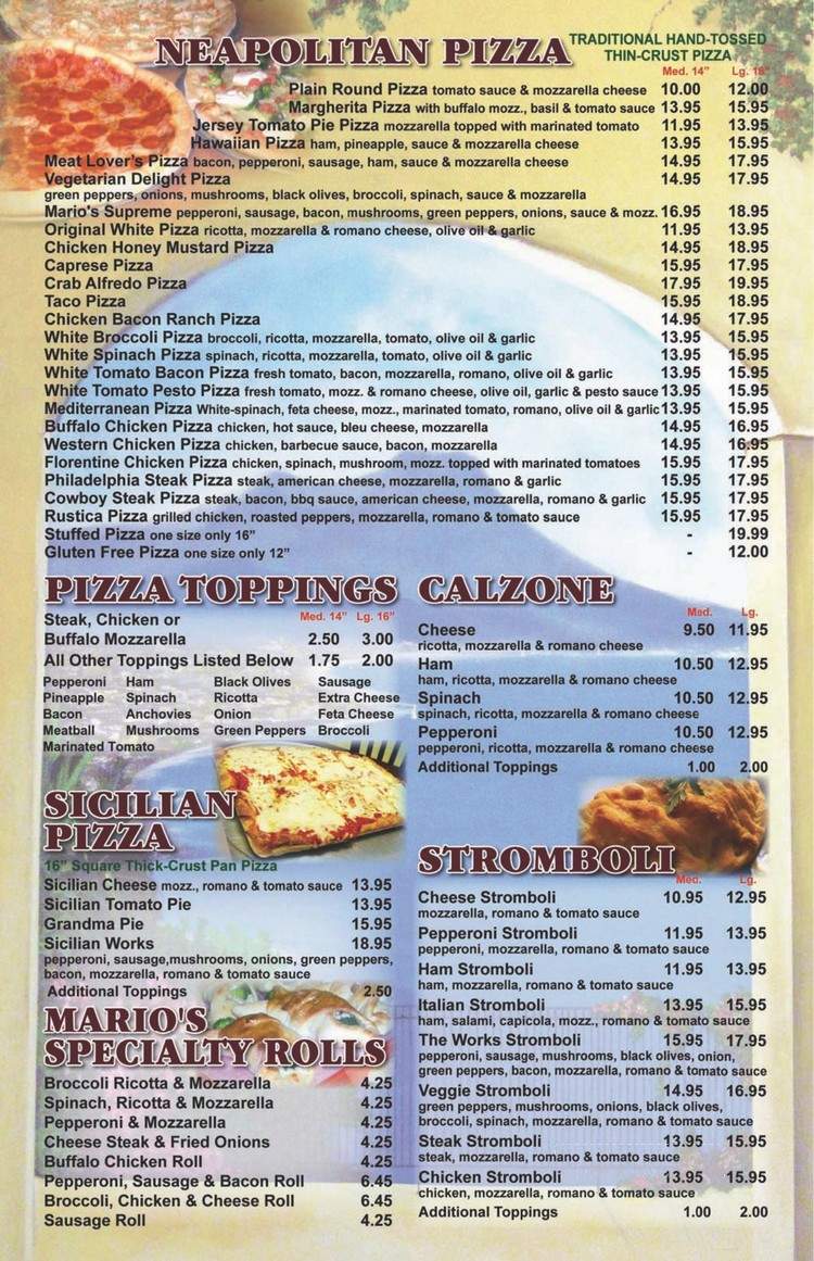 Mario's Pizza - Elkton, MD menu_pic