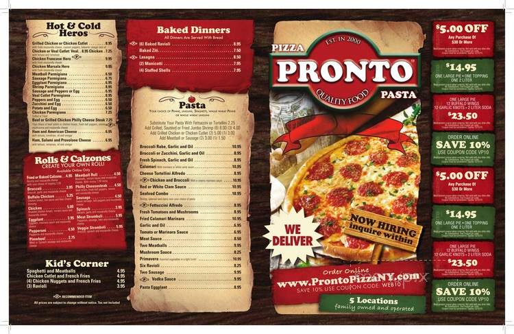 Pronto pizza clearance staten island
