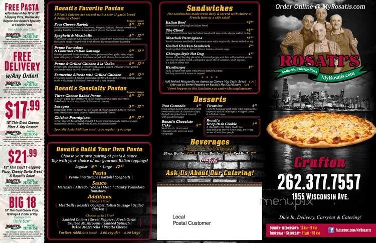 Rosatis Pizza - Grafton, WI menu_pic