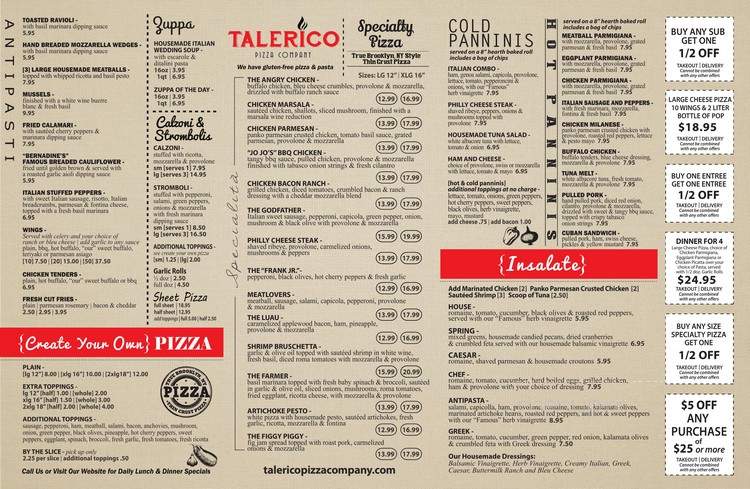 Talerico's Pizza Company - North Royalton, OH menu_pic