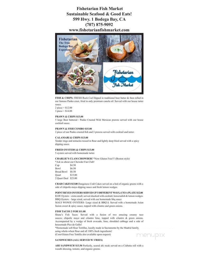 Fishetarian Fish Market - Bodega Bay, CA menu_pic