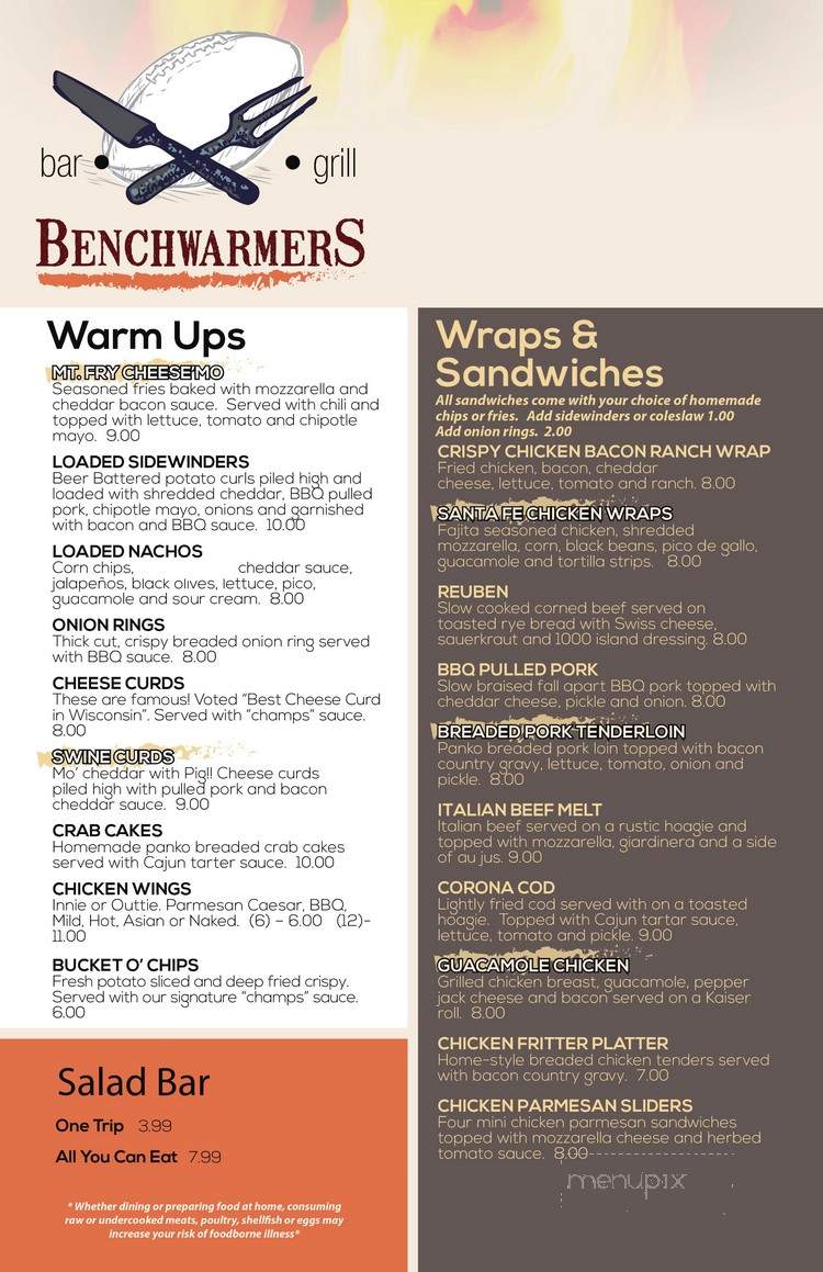 Benchwarmers Grill & Spirits - Freeport, IL menu_pic