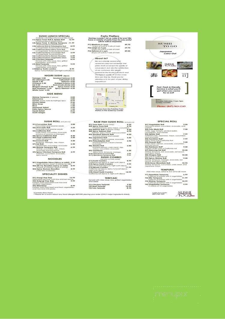 Sushi Togo - Palatine, IL menu_pic