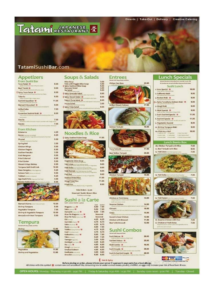 Tatami Sushi Restaurant - East Bridgewater, MA menu_pic