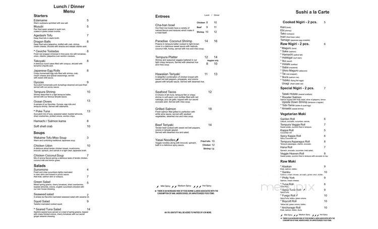 Oceano Sushi Asian Fusion - Bothell, WA menu_pic