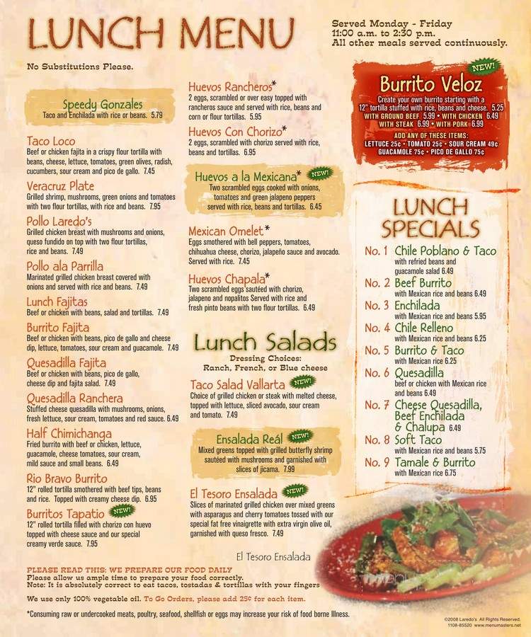 Laredo's Mexican Restaurante - Fitchburg, WI menu_pic