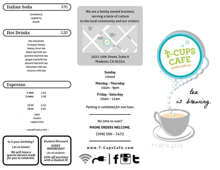 T-Cups Cafe - Modesto, CA menu_pic