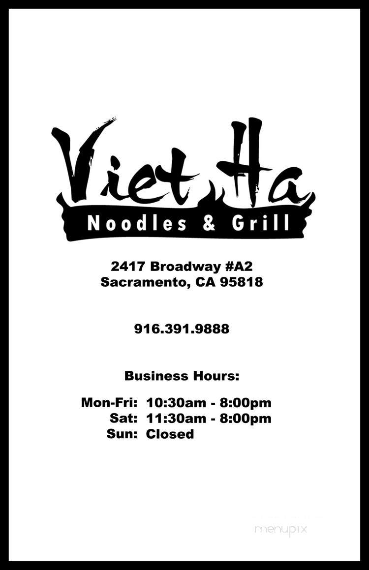 Viet Ha Noodles & Grill - Sacramento, CA menu_pic