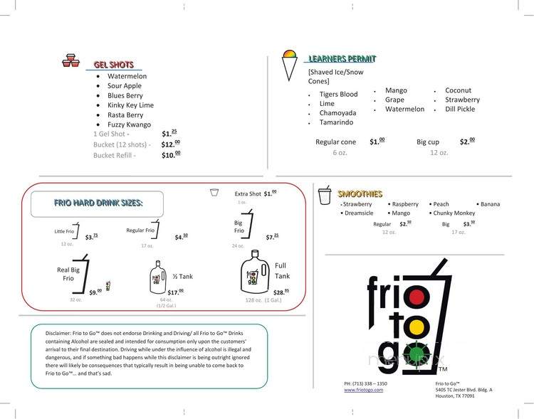 Frio To Go - Houston, TX menu_pic