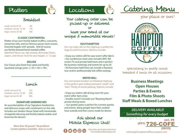Hampton Coffee Company - Southampton, NY menu_pic
