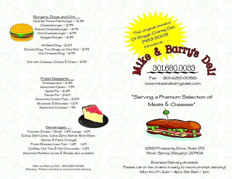 Mike & Barry's Deli - Silver Spring, MD menu_pic