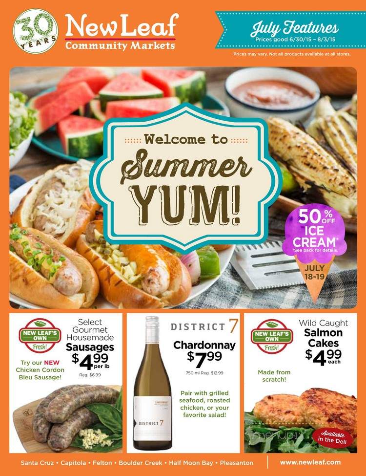 New Leaf Community Markets - Boulder Creek, CA menu_pic