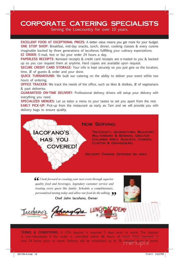 Iacofano Deli & Pizzeria - Charleston, SC menu_pic