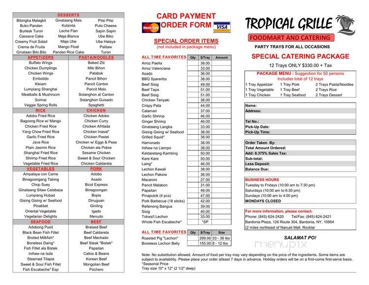 Tropical Grille - Nanuet, NY menu_pic