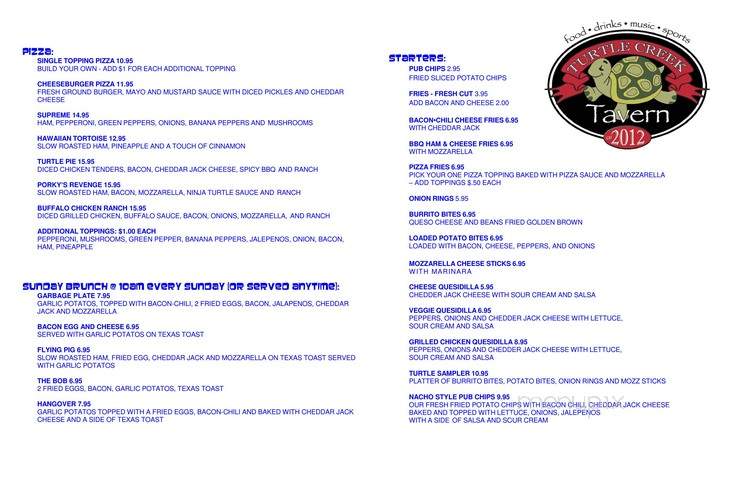 Turtle Creek Tavern - Columbus, OH menu_pic