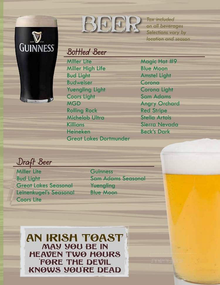Brubaker's Pub - Akron, OH menu_pic