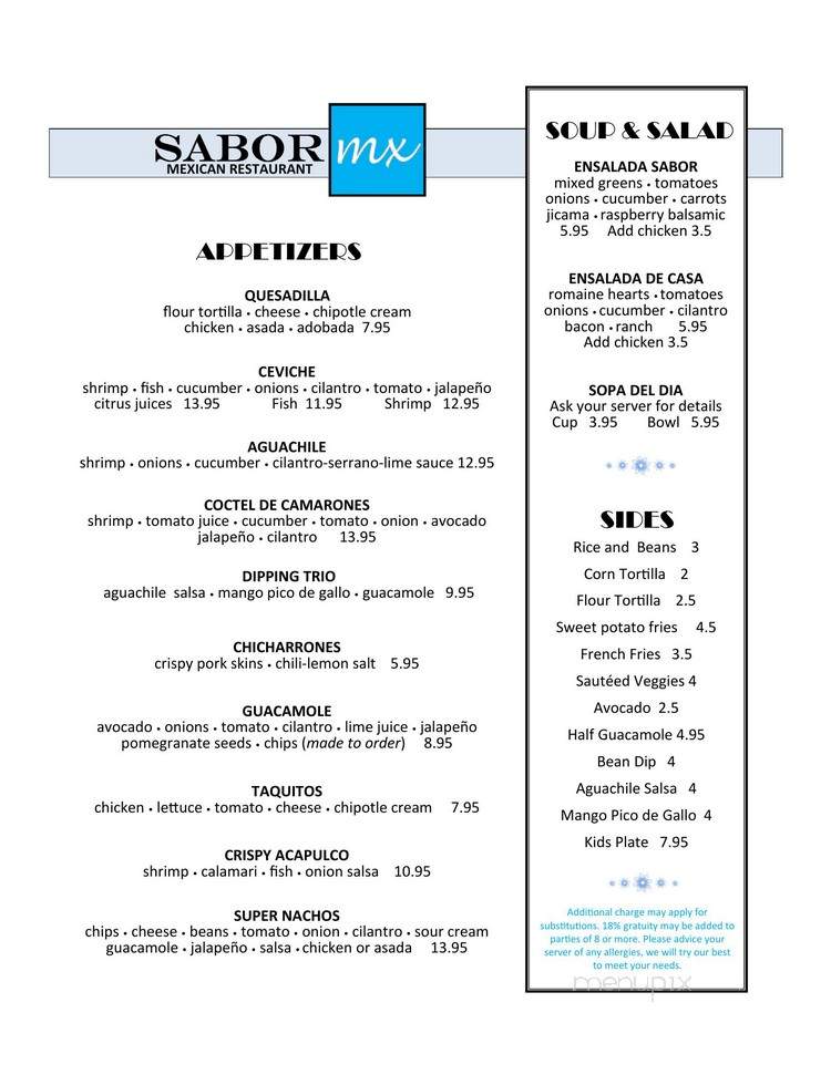 Sabor Mx - Fresno, CA menu_pic