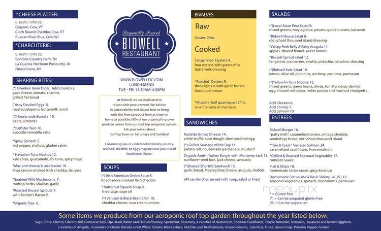Bidwell - Washington, DC menu_pic