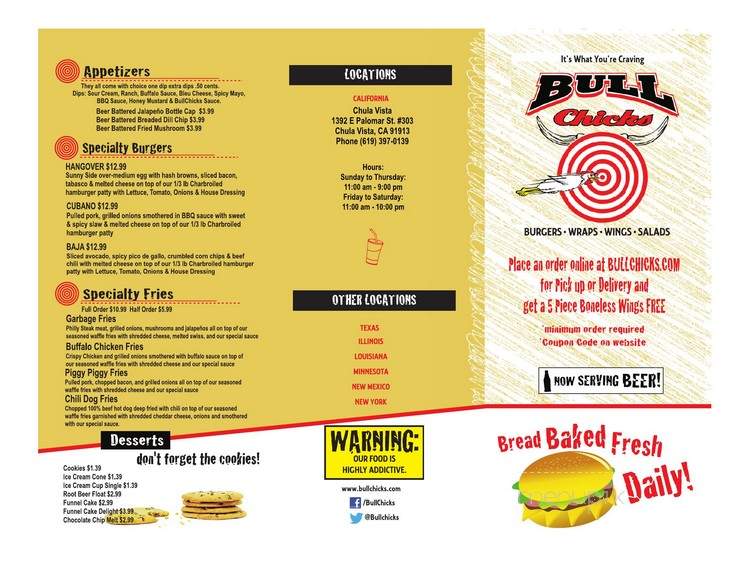 Bull Chicks - Chula Vista, CA menu_pic