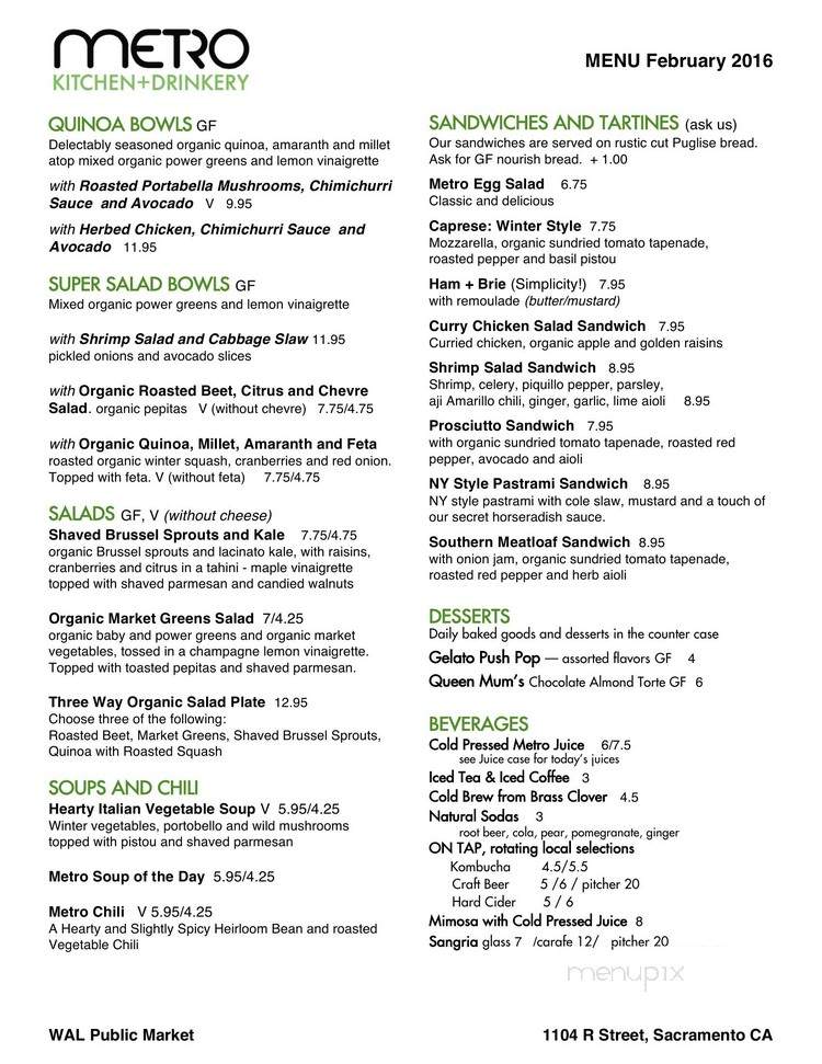 Metro Kitchen + Drinkery - Sacramento, CA menu_pic