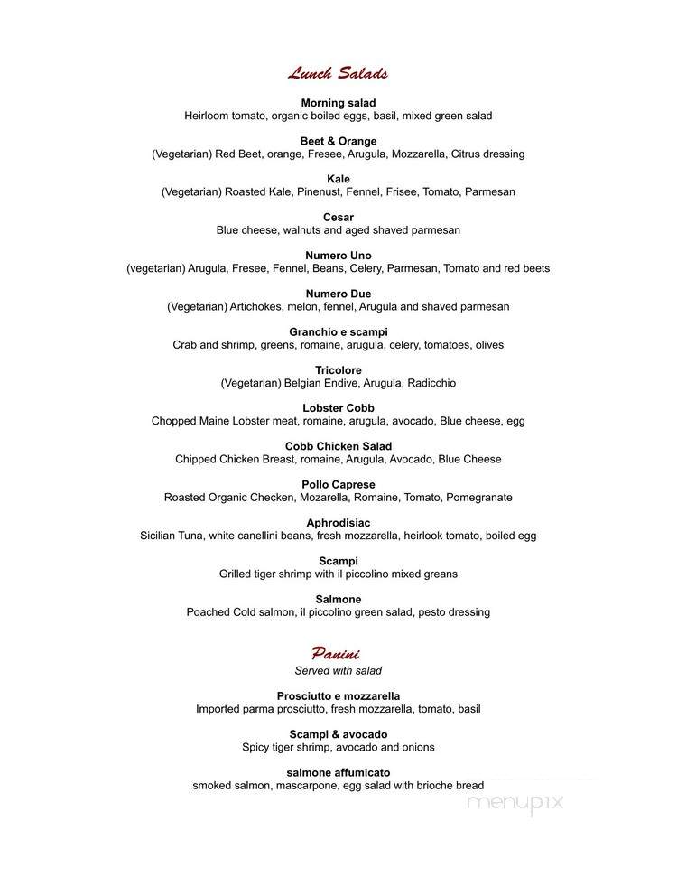 Il Piccolino Trattoria - Los Angeles, CA menu_pic