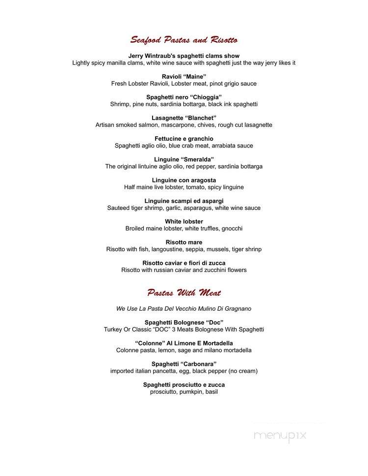 Il Piccolino Trattoria - Los Angeles, CA menu_pic